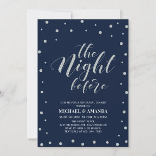 Silver & Blue Modern Typography Rehearsal Dinner Invitation