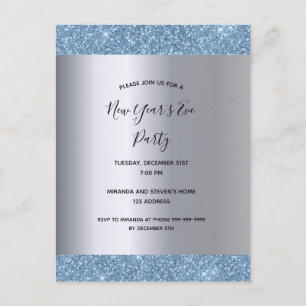 Silver blue New Year's Eve party invitation