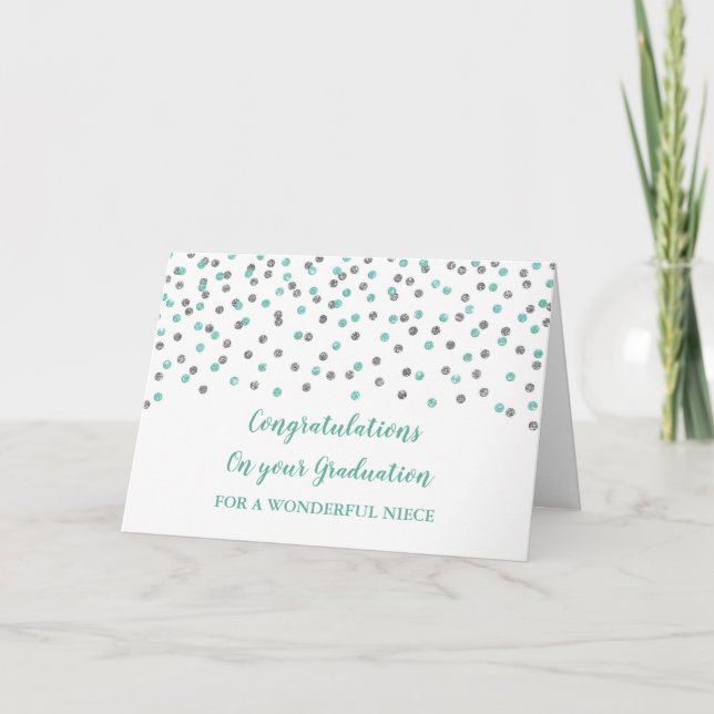 Silver Blue Niece Congratulations Graduation Card (Front)