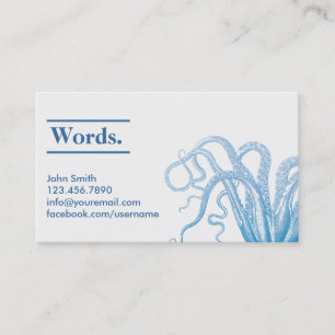 Silver & Blue Octopus Nautical Business Card