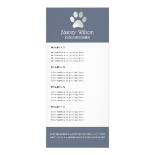 Silver Blue Paw Print Logo Price / Services List Rack Card