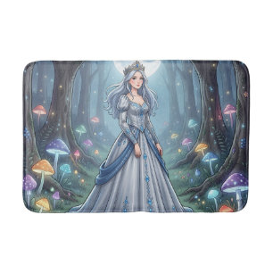 Silver blue princess in the forest bath mat