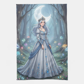 Silver blue princess in the forest kitchen towel