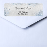 Silver blue return address<br><div class="desc">A faux silver looking background with blue confetti. Personalize and add your name and address. Perfect for a bridal shower,  baby shower or birthday party invitations.</div>