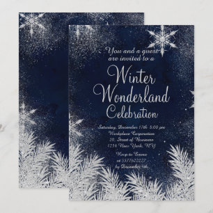 Silver blue snowflake corporate winter wonderland2 invitation