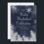 Silver blue snowflake corporate winter wonderland invitation<br><div class="desc">Watercolor blue snowflake winter corporate Christmas holiday party with faux silver . elegant,  modern and winter wonderland corporate holiday party theme featuring faux silver snowflakes,  falling snow,  stardust and snowy pines branches. Perfect for winter celebrations,  Christmas and New Year's eve . Text fully customizable</div>