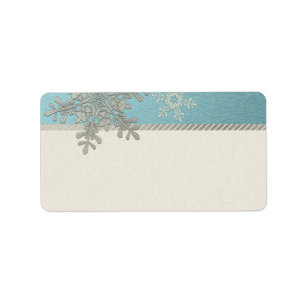 Silver Blue Snowflake Mariage Blank Étiquettes de