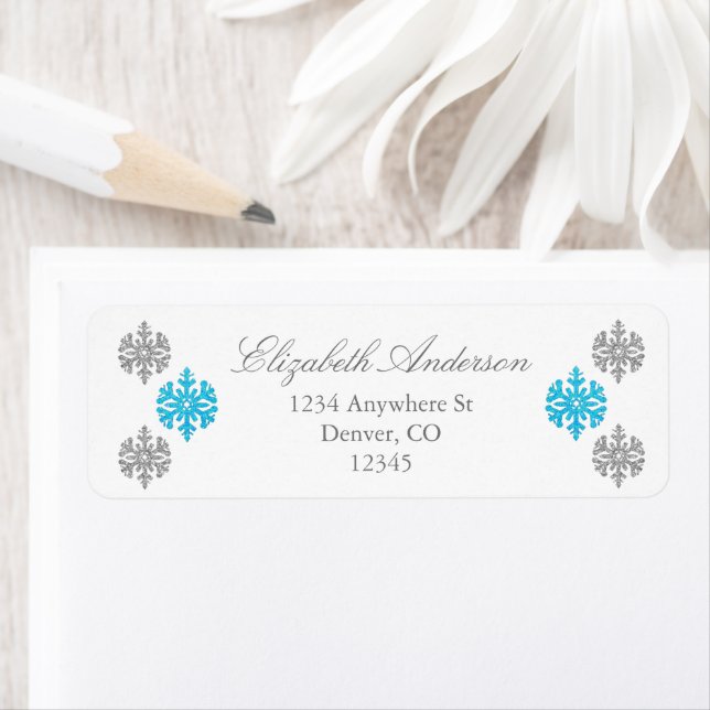 Silver Blue Snowflake Winter Label (Insitu)
