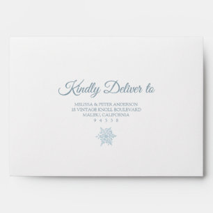 Silver Blue Snowflake Winter Return Address Envelope