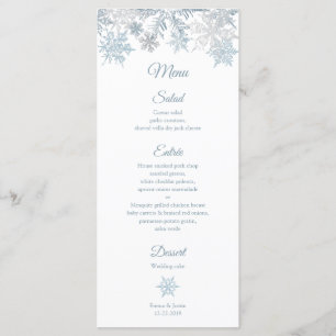 Silver Blue Snowflakes Carte de mariage hivernal