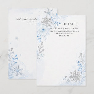 Silver Blue Snowflakes Floral Winter Wedding Enclosure Card