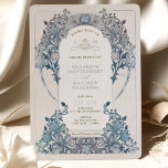 Silver Blue Vintage Wedding William Morris<br><div class="desc">Art Nouveau Vintage Silver, Gold, or Rosegold Foil wedding invitations by William Morris in a floral, romantic, and whimsical design. Victorian flourishes complement classic art deco fonts. Please enter your custom information, and you're done. If you wish to change the design further, click the blue "Customize It" button. Thank you...</div>