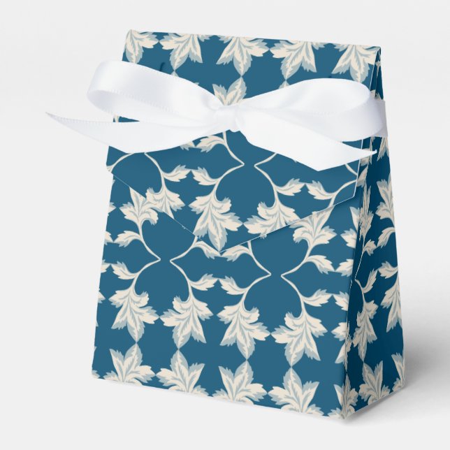 Silver Blue Winding Leaves Favor Box (Front Side)
