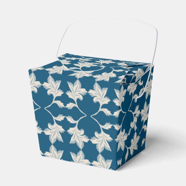 Silver Blue Winding Leaves Favor Box (Front Side)