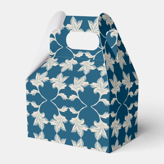 Silver Blue Winding Leaves Favor Box (Front Side)