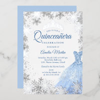 Silver Blue Winter Snowflake Quinceanera