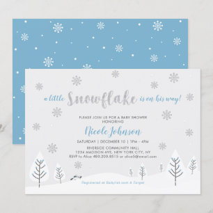 Silver & Blue Winter Wonderland Boy Baby Shower Invitation