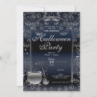 Silver Blue Witchy Magic Whimsical Halloween Party