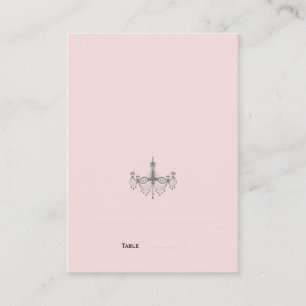 Silver & Blush Chandelier place cards