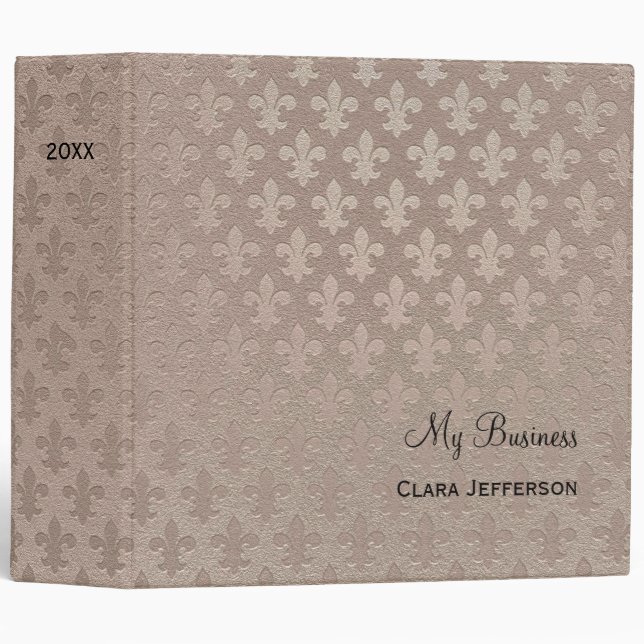 Silver blush fleur de lis metallic pattern binder (Front/Spine)