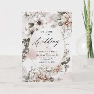 silver blush floral elegant wedding program