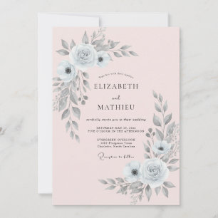 Silver Blush Foliage Eucalyptus Wedding Invitation