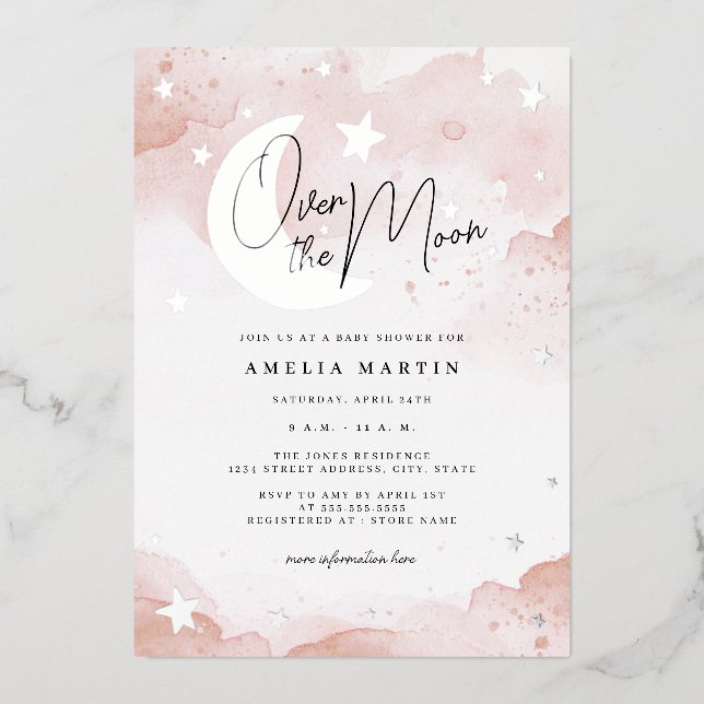 Silver Blush Over the Moon Baby Shower (Front)