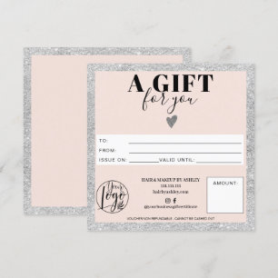 Silver blush pink square gift certificate logo