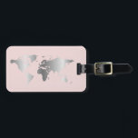 Silver blush World map elegant Luggage Tag<br><div class="desc">Modern and chic,  this luggage tag features a faux silver world map. Add you name and address to the back for a truly personalized luggage tag.</div>