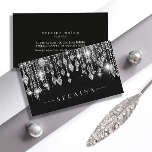 Silver Boho Gems on Black ID1035 Business Card
