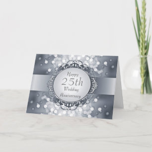Silver Bokeh 25th Anniversary Card
