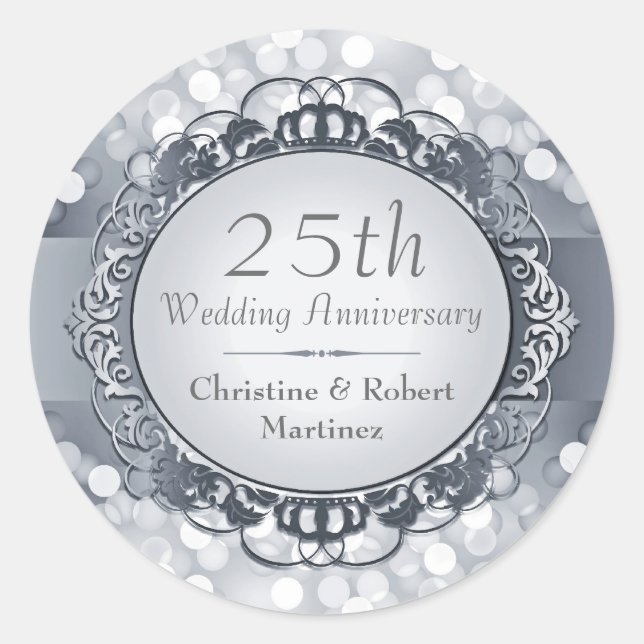 Silver Bokeh 25th Anniversary Sticker (Front)