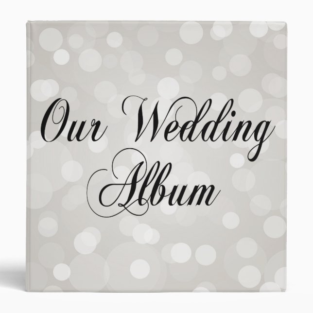 Silver Bokeh Elegant Custom Wedding Photo Album Binder (Front)