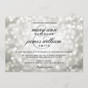 Silver Bokeh Lights Elegant Wedding Invitation