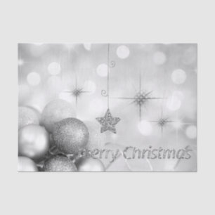 Silver Bokeh Ornament Balls & Stars Christmas Tissue Paper