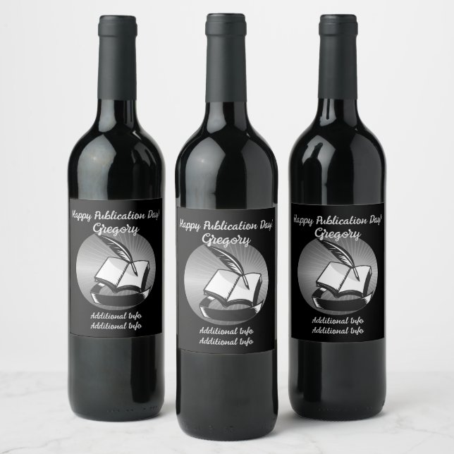 Silver Book And Quill Wine Label (Bottles)