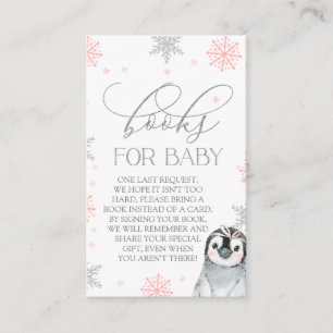 Silver Books For Baby Penguin Baby Shower Insert