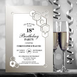Silver Border 18th Birthday Party Invitation<br><div class="desc">Organize and invite your friends and loved ones to your 18th birthday party with this stylish silver hexagonal geometric birthday party invitation.</div>