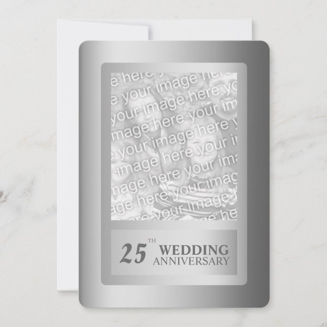 Silver Border 25th Wedding Anniversary Invitation (Front)