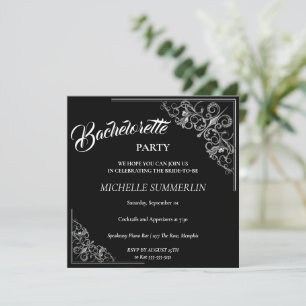 Silver Border Bachelorette Party Invitation