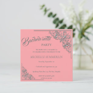 Silver Border Bachelorette Party Invitation