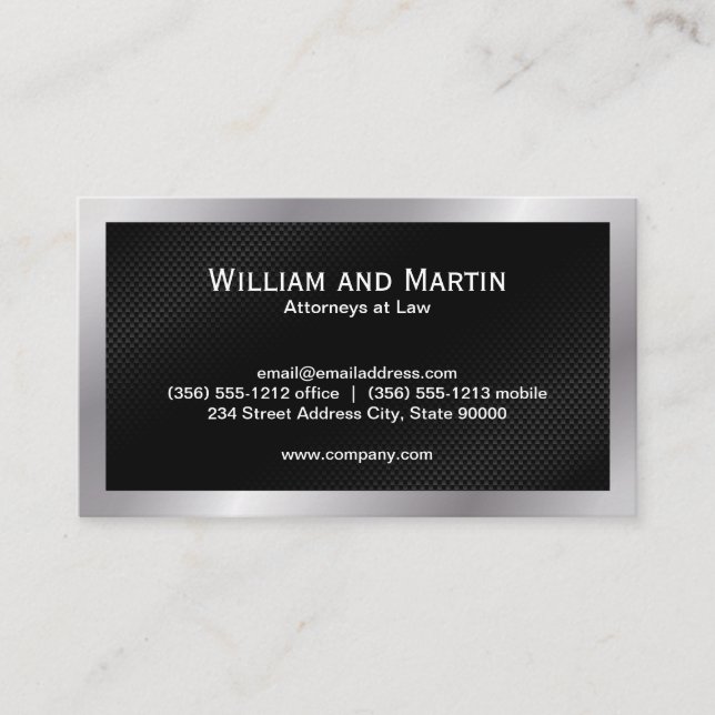 Silver Border | Black Pattern Business Card (Front)
