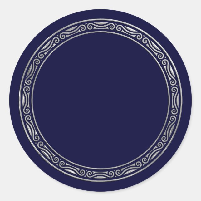 Silver Border Frame for Your Wording Classic Round Sticker (Front)