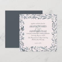Silver Botanical | Floral wedding pink | Square |