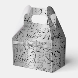 Silver Bow 25th Wedding Anniversary Favor Box