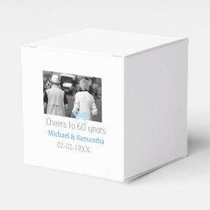 SILVER bow cheers to 60 years anniversary wedding Favor Box