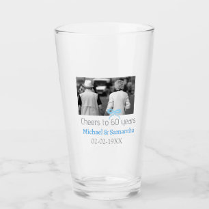 SILVER bow cheers to 60 years anniversary wedding  Glass