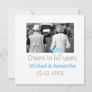 SILVER bow cheers to 60 years anniversary wedding Invitation