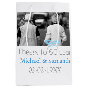 SILVER bow cheers to 60 years anniversary wedding Medium Gift Bag