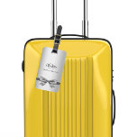 Silver bow monogram initials elegant luggage tag<br><div class="desc">A faux silver looking background. Decorated with a faux silver looking bow. Personalize and add your first name,  monogram letters and full name on the front. Your contact information on the back.</div>